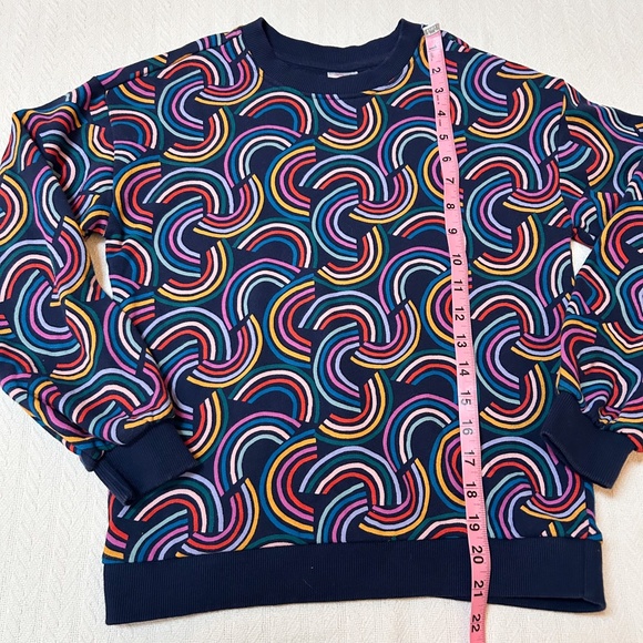 HANNA ANDERSSON cozy rainbow navy sweatshirt 10/140cm - long sleeve, ribbed cuff - Picture 4 of 8